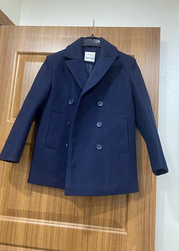 Koyu Mavi Erkek Çocuk Düğmeli Kaban - Görsel 12