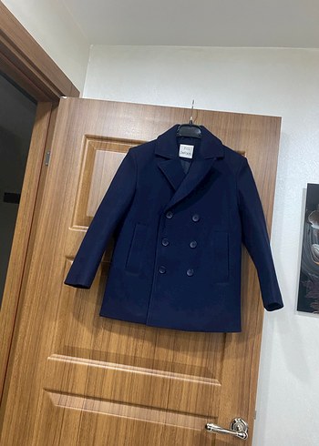 Koyu Mavi Erkek Çocuk Düğmeli Kaban - Görsel 11