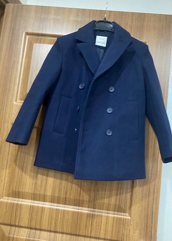 Koyu Mavi Erkek Çocuk Düğmeli Kaban - Görsel 6