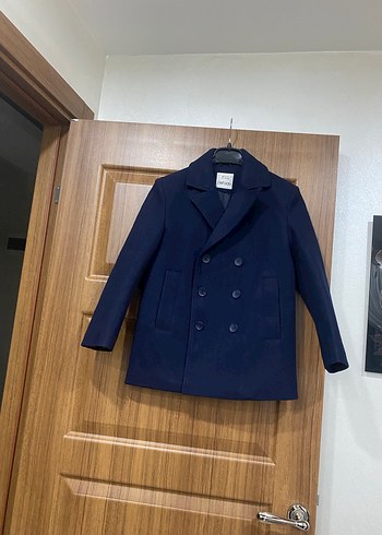 Koyu Mavi Erkek Çocuk Düğmeli Kaban - Görsel 5