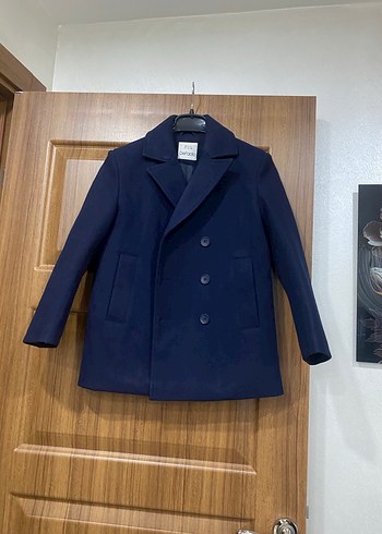 Koyu Mavi Erkek Çocuk Düğmeli Kaban - Görsel 3