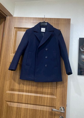 Koyu Mavi Erkek Çocuk Düğmeli Kaban - Görsel 2