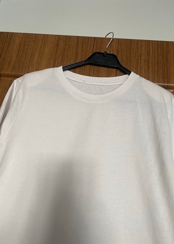 l Beden beyaz Renk Kadın Beyaz Basic Oversize Tişört