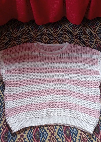 Pembe Bohem Örgü Kadın Kazak - Görsel 2