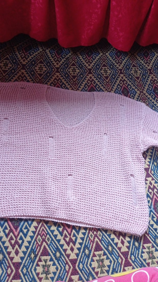 Pembe Bohem Örgü Kadın Kazak - Görsel 2