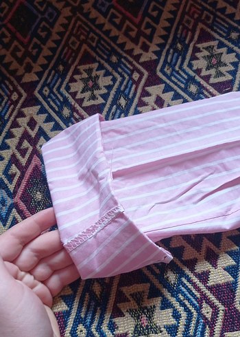 Pembe Çizgili uzun Kollu Gömlek - Görsel 2