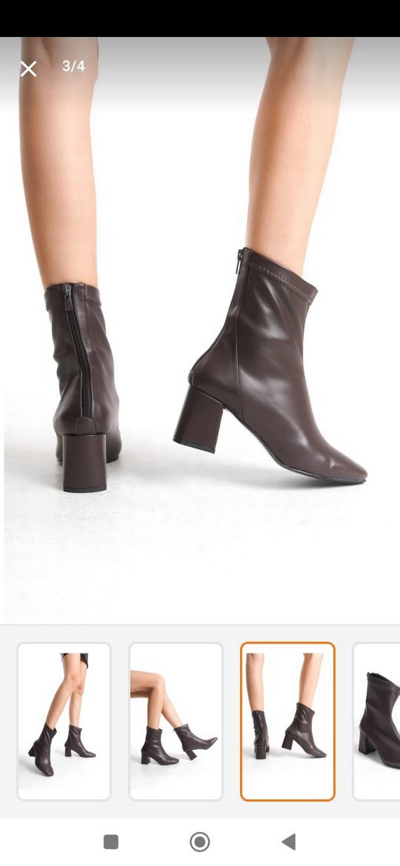 Kahverengi Deri Stiletto Topuklu Kadın Bot - Görsel 2