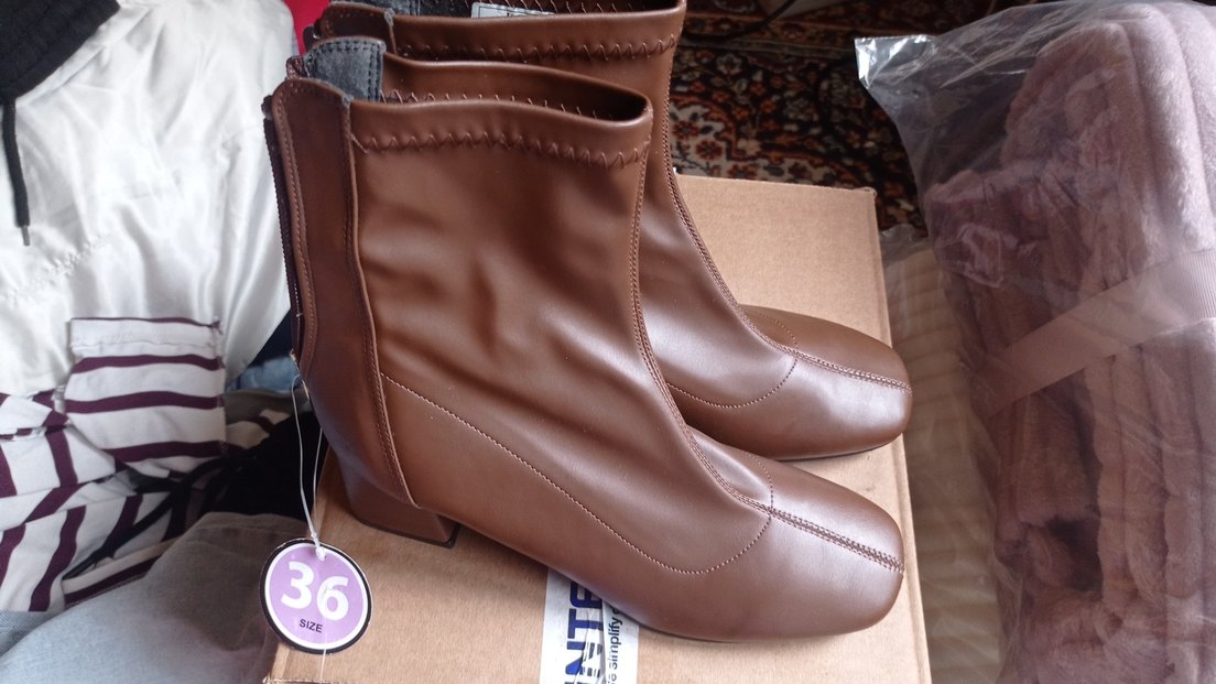 Kahverengi Deri Stiletto Topuklu Kadın Bot - Görsel 3