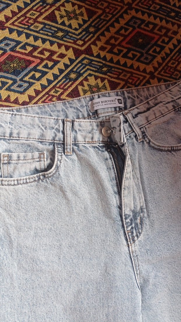 Buz mavisi  Kadın Jean Pantolon - Görsel 2