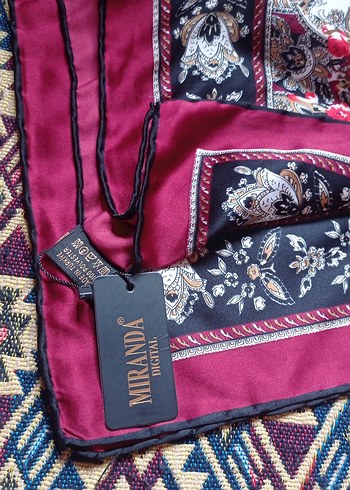 Bordo Bohem Desenli Kadın Fular eşarp - Görsel 2