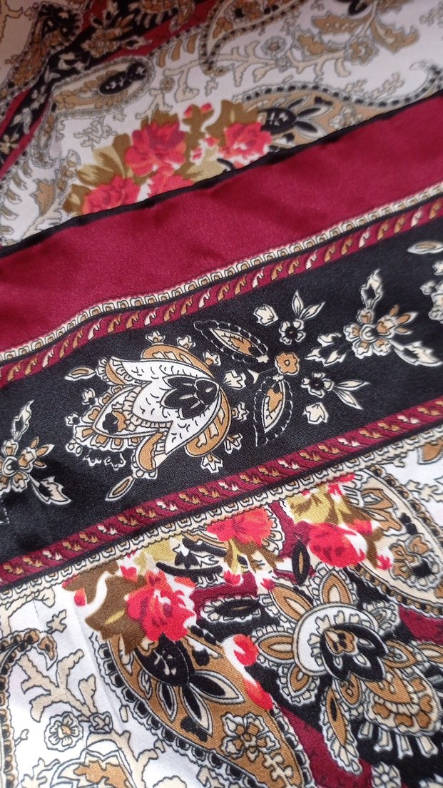 Bordo Bohem Desenli Kadın Fular eşarp - Görsel 4