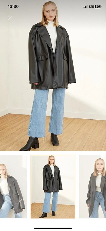 universal Beden Oversize Deri Ceket