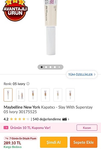  Beden Maybelline ivory 05 kapatıcı