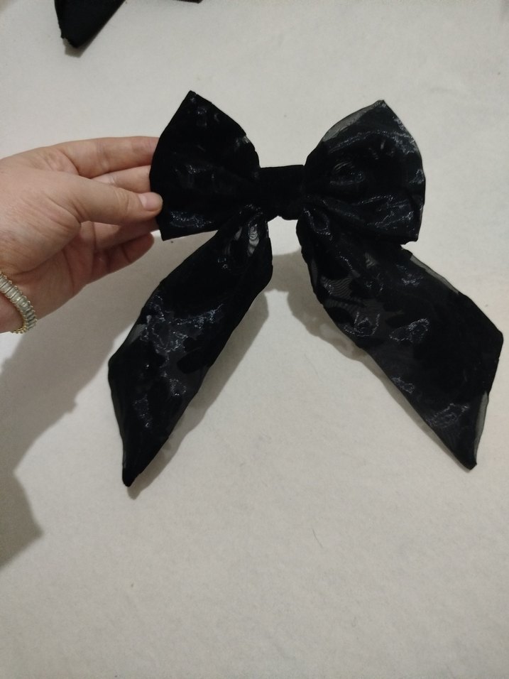 Özel Dikim Siyah Gotik Kadın Fiyonk Saç Aksesuarı - Görsel 4
