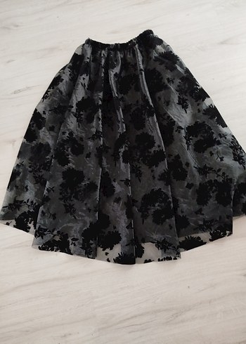 Siyah Yakma Organze Uzun Etek - Görsel 5