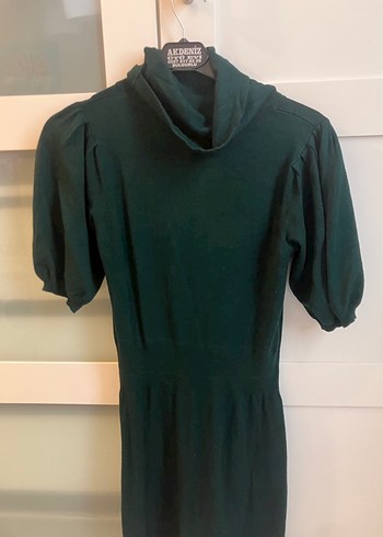 Yeşil Kısa Kollu Midi Triko Elbise - Görsel 2