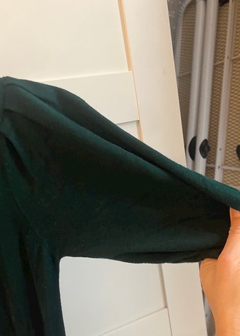 Yeşil Kısa Kollu Midi Triko Elbise - Görsel 5