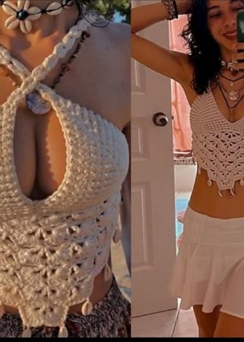 Beyaz Dantel Etnik Bohem Kadın Vücut Zinciri - Görsel 2