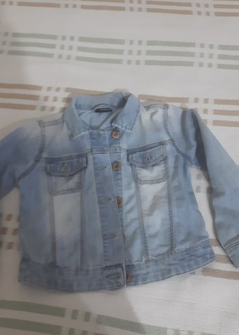 Düğmeli Mavi kız cocuk Kot Ceket - Görsel 2