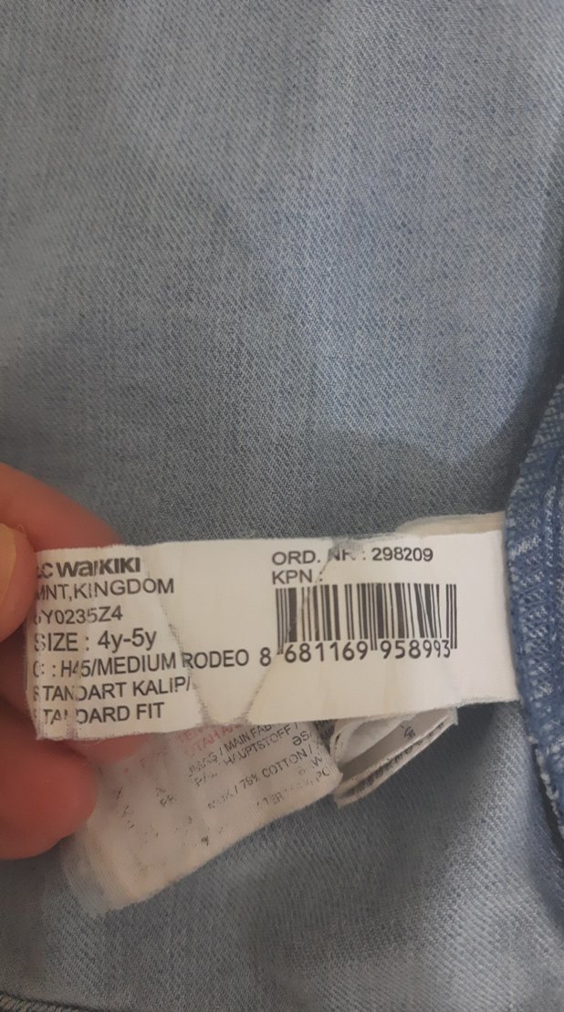 Düğmeli Mavi kız cocuk Kot Ceket - Görsel 5