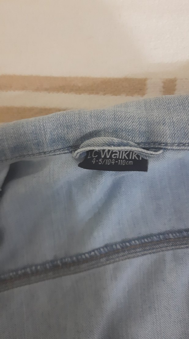 Düğmeli Mavi kız cocuk Kot Ceket - Görsel 4