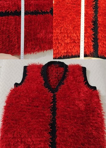 Kırmızı Kürklü çocuk Yelek - Görsel 4