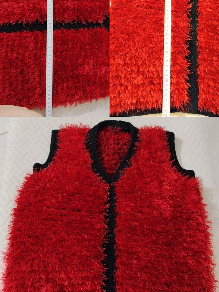 Kırmızı Kürklü çocuk Yelek - Görsel 4