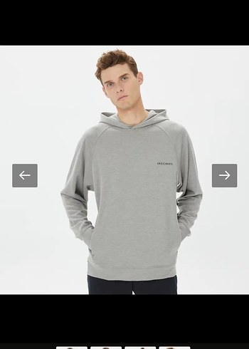 Skechers Gri Kapüşonlu Erkek Sweatshirt