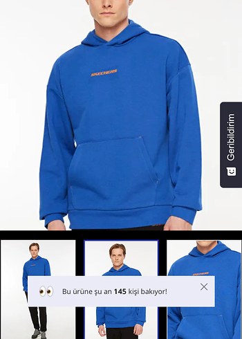 m Beden mavi Renk Erkek Mavi Kapüşonlu Sweatshirt