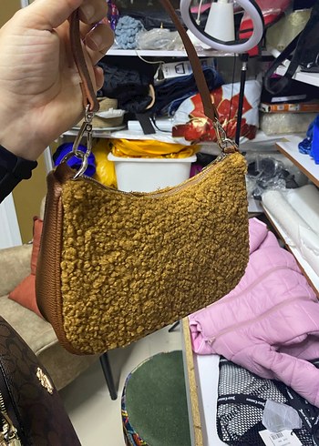  Beden Fabrika markası Kahverengi Peluş Kadın Omuz Çantası