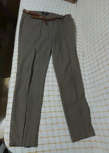 Trendyol & Milla Gri Midi Kumaş Pantolon, Kemerli, Regular Fit