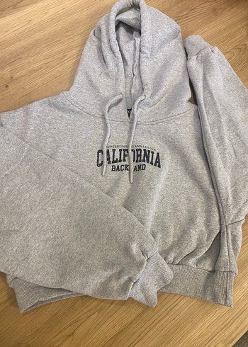 Gri Kadın Kapüşonlu Sweatshirt - Casual