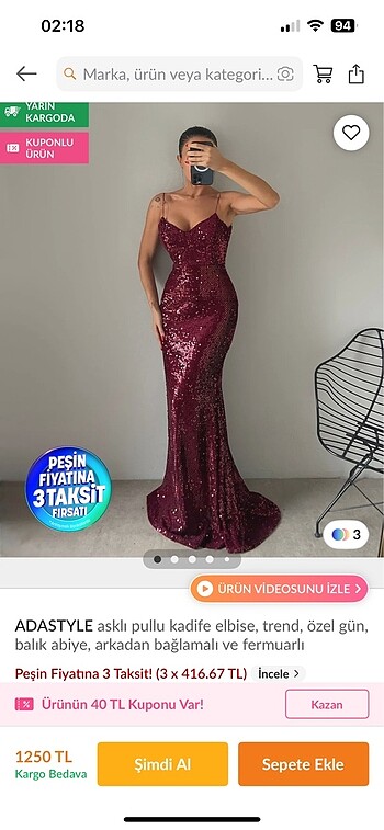 s Beden bordo Renk Pullu balık abiye