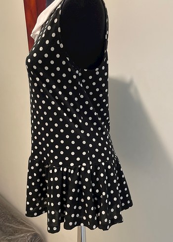 m Beden siyah Renk Puantiye Desenli Siyah Vintage Bluz