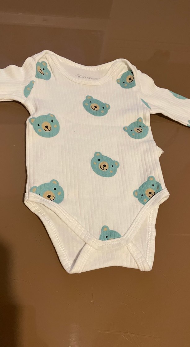 Uzun Kollu Ayıcık Desenli Bebek Body - Görsel 2