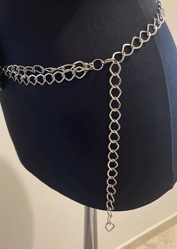 Zincir Detaylı koyu yeşil Deri Kadın Kemer - Görsel 4