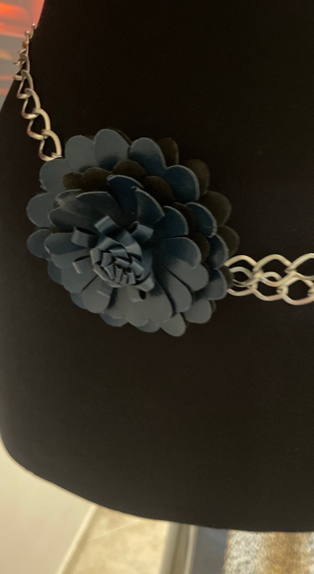 Zincir Detaylı koyu yeşil Deri Kadın Kemer - Görsel 3