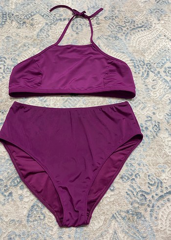44 Beden mor Renk Mor Askılı Midi Bikini Takımı