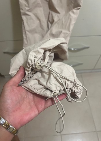 Bej Kadın Keten Rahat Kesim Pantolon - Görsel 5