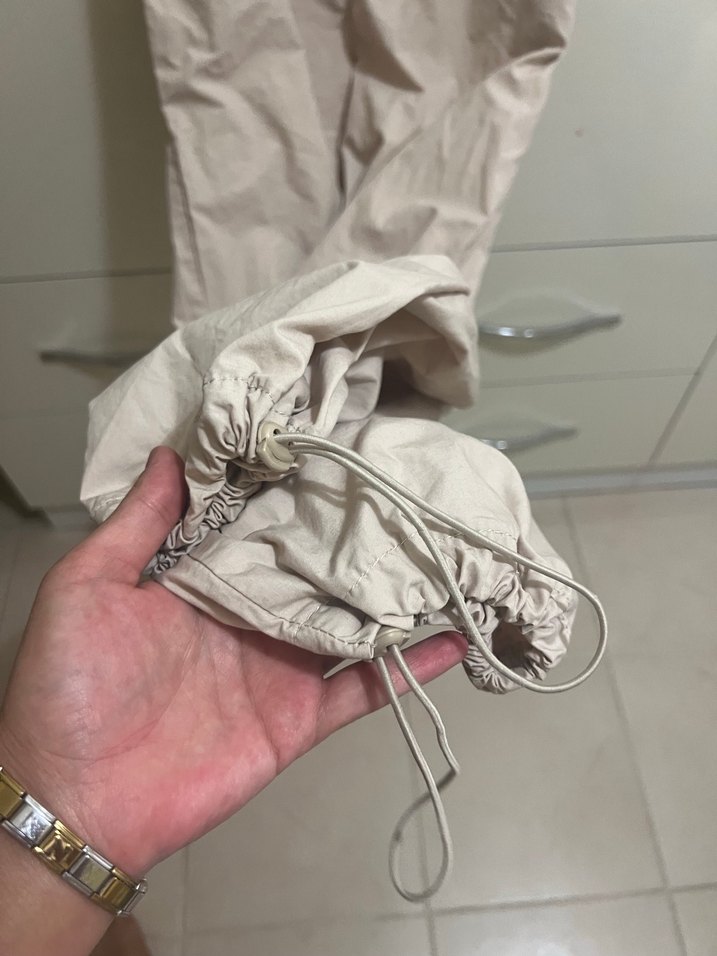 Bej Kadın Keten Rahat Kesim Pantolon - Görsel 5