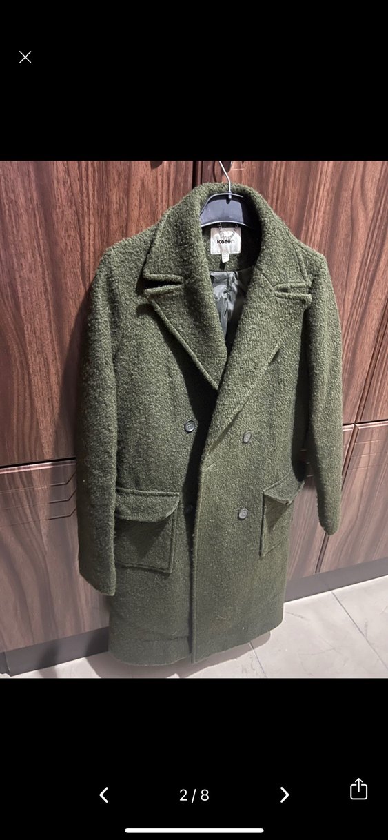 Haki Renk Çift Düğmeli Kaban - Görsel 4