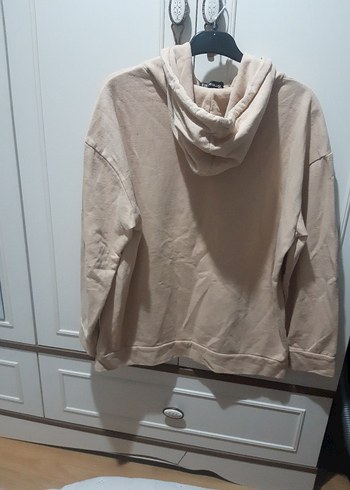 Bej Kapüşonlu Baskılı erkek Sweatshirt - Görsel 2