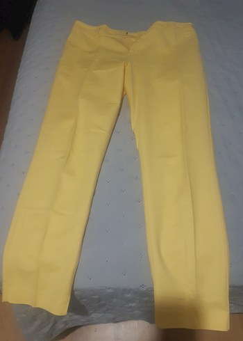 Kadın Sarı Midi Kumaş Pantolon - Görsel 5