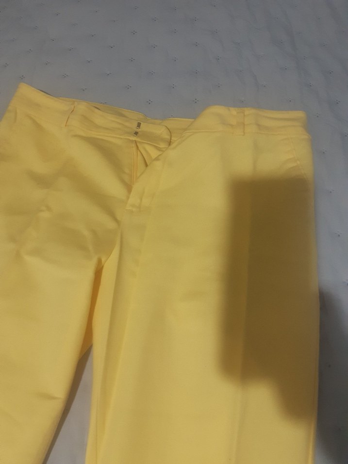 Kadın Sarı Midi Kumaş Pantolon - Görsel 3