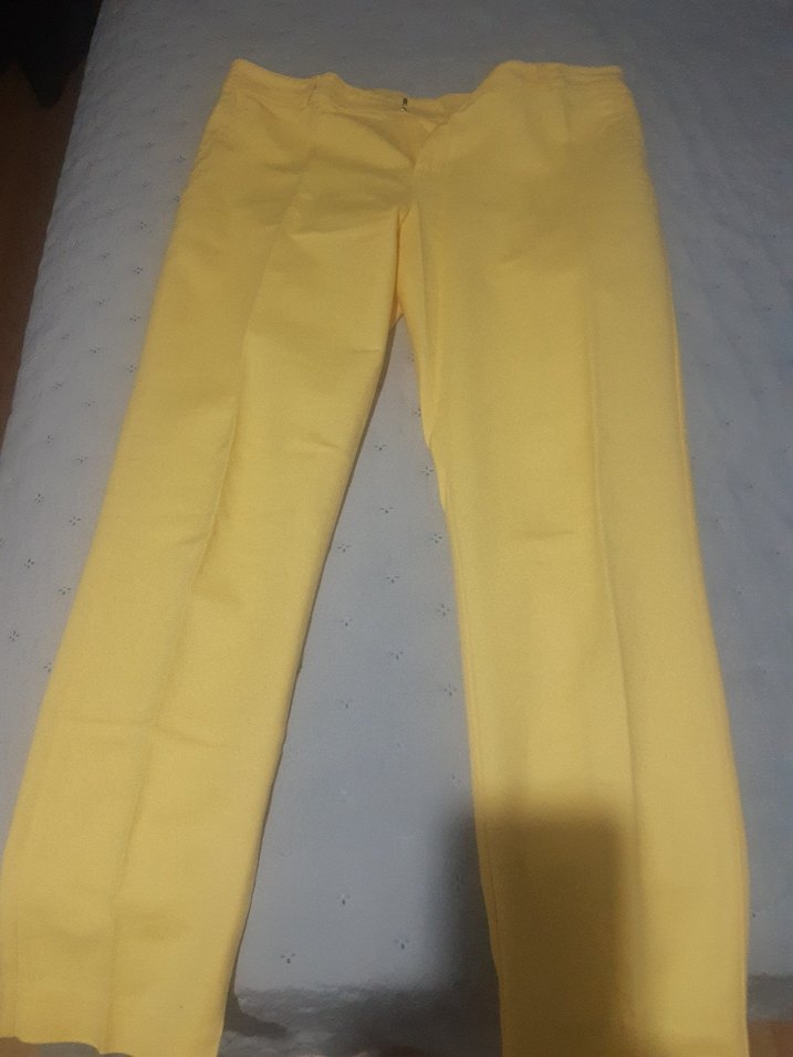 Kadın Sarı Midi Kumaş Pantolon - Görsel 4