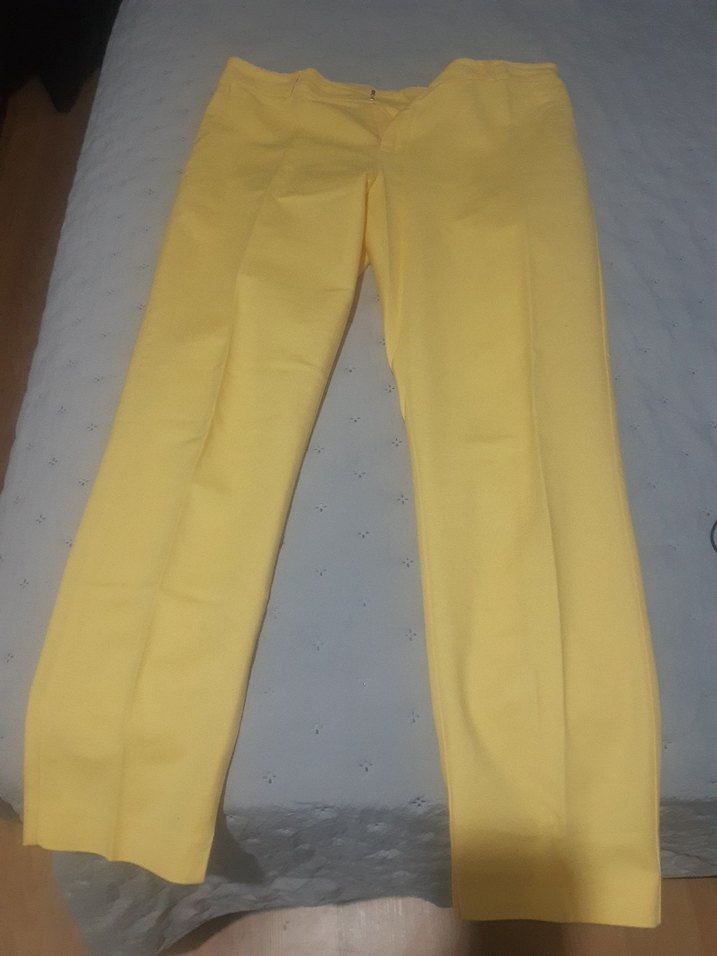 Kadın Sarı Midi Kumaş Pantolon - Görsel 5