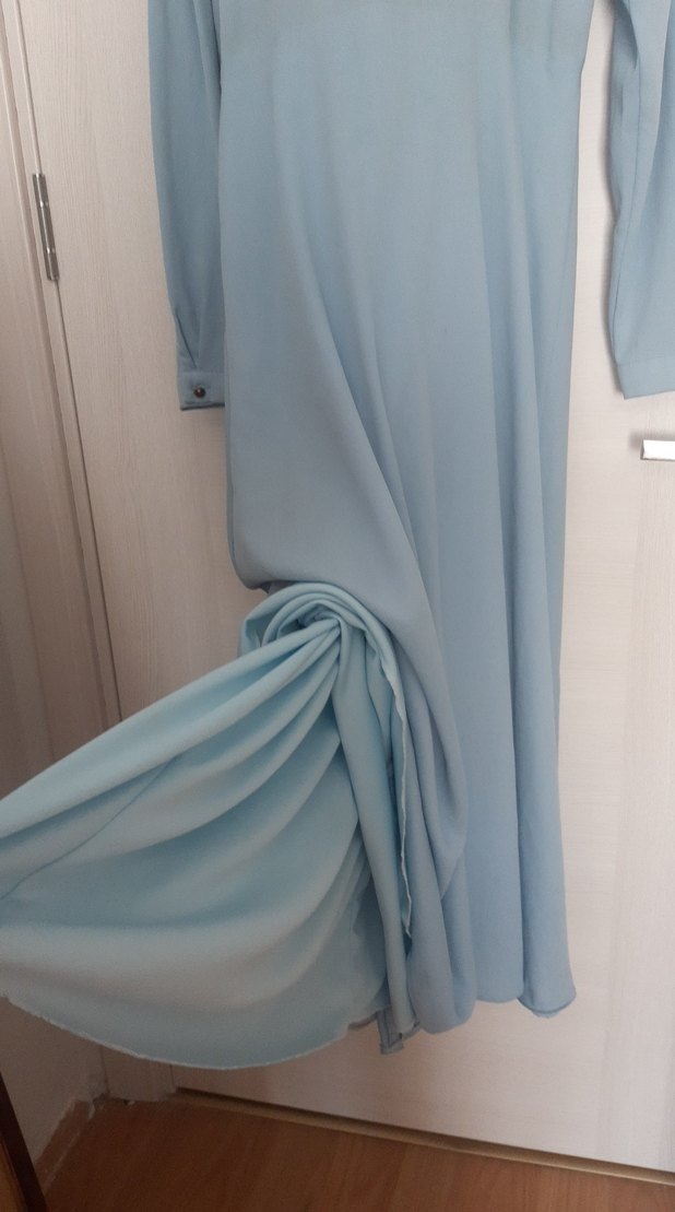 Mavi Uzun Kollu Salaş Elbise - Görsel 4