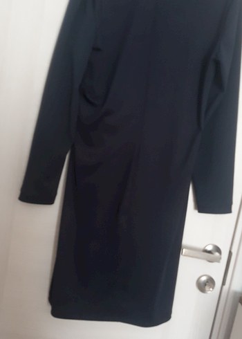 lacivert Kemerli Uzun Kollu Kadın Elbise - Görsel 7