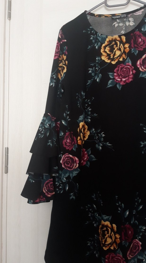 Çiçek Desenli Uzun Kollu Bohem Elbise - Görsel 4