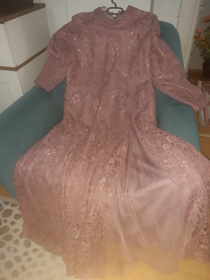 pudraVintage Uzun Abiye Elbise - Görsel 3